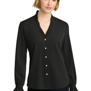 BB18011 Brooks Brothers® Women’s Long Sleeve Ruffle Collar Blouse